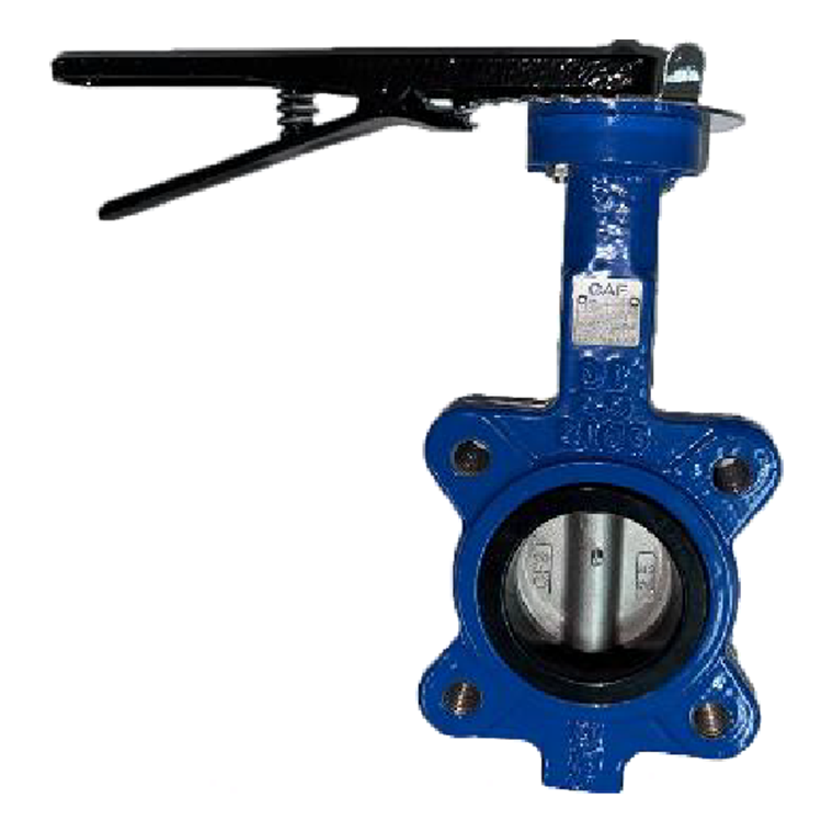 Blue ductile iron lug type butterfly valve with tapped lugs