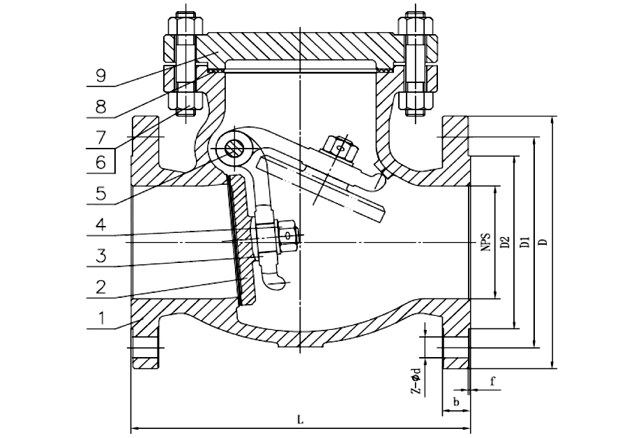 JIS 10K SS316 Swing Check Valve Drawing