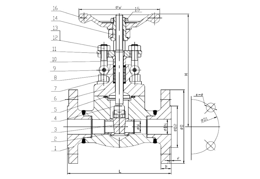 ANSI 150# SS316 Gate Valve (1