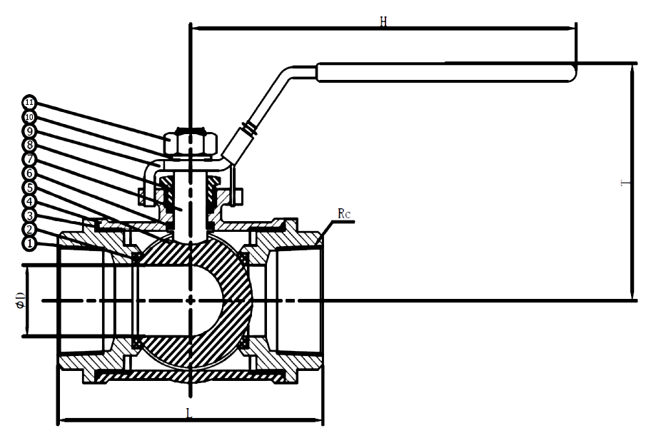 Low Pressure 1000 PSI Stainless Steel 3 Way Ball Valve L- Port​ Drawing